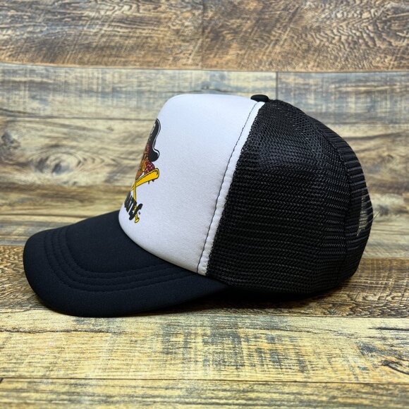 Pittsburg Pirates Mens Trucker Hat Black Snapback 1960 Vintage Logo Baseball Cap - Picture 3 of 7